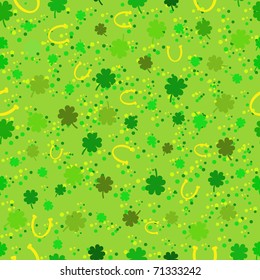 seamless pattern with clover and horseshoe