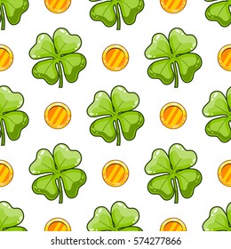 Seamless pattern with clover leaf