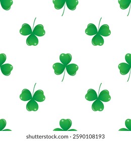 Seamless pattern with clover leaf for St. Patrick's Day. Vector.