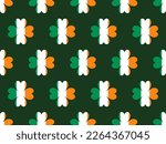 Seamless pattern with clover leaves in the colors of the flag of Ireland. Festive background for Saint Patrick's Day. Design for print, wallpaper and wrapping paper. Vector illustration