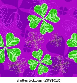 Seamless pattern with clover leaves for good luck St. Patrick