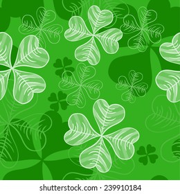 Seamless pattern with clover leaves for good luck St. Patrick