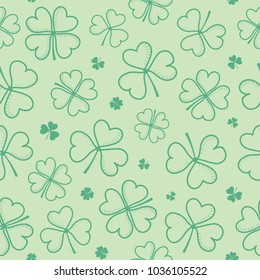 Seamless pattern with clover leaves. High quality vector. One or two tones, all colors are editable.
