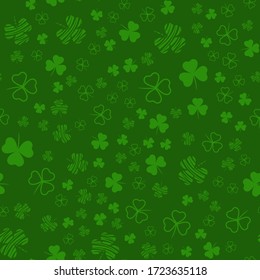 Seamless pattern with clover leaves. Modern background with repeating elements for packaging, printing, fabric. Vector illustration