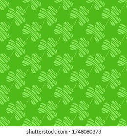 Seamless pattern with clover leaves. Modern background with repeating elements for packaging, printing, fabric. Vector illustration