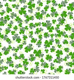 Seamless pattern with clover leaves. Modern background with repeating elements for packaging, printing, fabric. Vector illustration