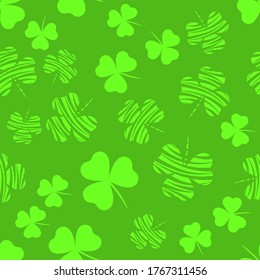Seamless pattern with clover leaves. Modern background with repeating elements for packaging, printing, fabric. Vector illustration
