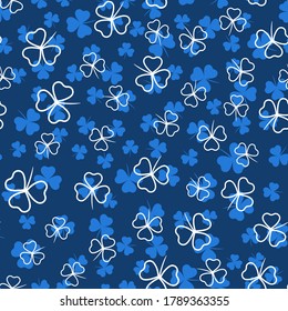 Seamless pattern with clover leaves. Modern background with repeating elements for packaging, printing, fabric. Vector illustration