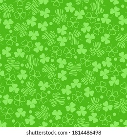 Seamless pattern with clover leaves. Modern background with repeating elements for packaging, printing, fabric. Vector illustration