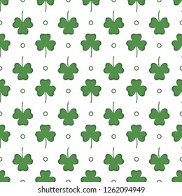 Seamless pattern with clover leaves. Shamrock background. St. Patrick's Day. Design for banner and print.