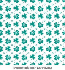 Seamless pattern with clover leaves. Shamrock background. St. Patrick's Day. Design for banner and print.
