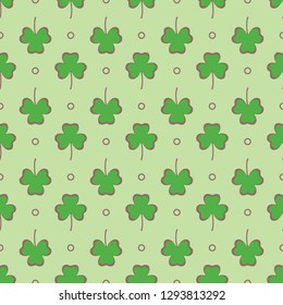 Seamless pattern with clover leaves. Shamrock background. St. Patrick's Day. Design for banner and print.