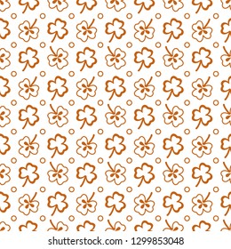 Seamless pattern with clover leaves. Shamrock background. St. Patrick's Day. Design for banner and print.