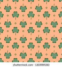Seamless pattern with clover leaves. Shamrock background. St. Patrick's Day. Design for banner and print.