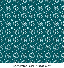 Seamless pattern with clover leaves. Shamrock background. St. Patrick's Day. Design for banner and print.