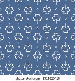 Seamless pattern with clover leaves. Shamrock background. St. Patrick's Day. Design for banner and print.