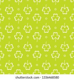 Seamless pattern with clover leaves. Shamrock background. St. Patrick's Day. Design for banner and print.