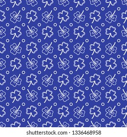 Seamless pattern with clover leaves. Shamrock background. St. Patrick's Day. Design for banner and print.