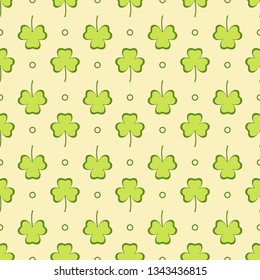 Seamless pattern with clover leaves. Shamrock background. St. Patrick's Day. Design for banner and print.