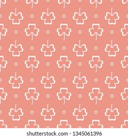 Seamless pattern with clover leaves. Shamrock background. St. Patrick's Day. Design for banner and print.