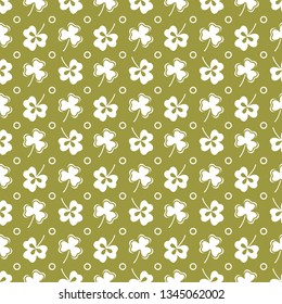 Seamless pattern with clover leaves. Shamrock background. St. Patrick's Day. Design for banner and print.