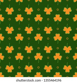 Seamless pattern with clover leaves. Shamrock background. St. Patrick's Day. Design for banner and print.