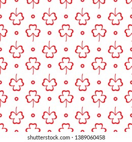 Seamless pattern with clover leaves. Shamrock background. St. Patrick's Day. Design for banner and print.