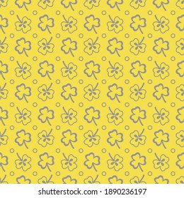 Seamless pattern with clover leaves. Shamrock background. St. Patrick's Day. Design for banner and print. Illuminating and Ultimate Gray.