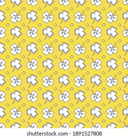 Seamless pattern with clover leaves. Shamrock background. St. Patrick's Day. Design for banner and print. Illuminating and Ultimate Gray.
