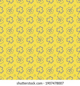 Nahtloses Muster mit Kleeblatt. Shamrock-Hintergrund. St. Patrick's Day. Design für Banner und Druck. Leuchtend und ultimativ grau.