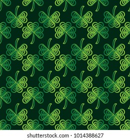 Seamless pattern with clover leaves for st. Patrick's day. Vector illustration