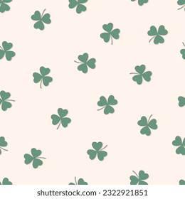 Seamless pattern with clover leaves. St. Patrick's day vector illustration. Clover meadow.