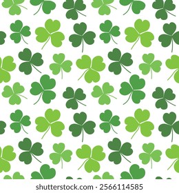 seamless pattern with clover leaves, St Patricks Day background, great for wrapping, textile, wallpaper, greeting card- vector illustration