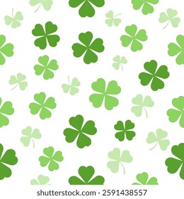 Seamless pattern with clover leaves. St. Patrick's Day vector background.