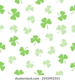 Seamless pattern with clover leaves. St. Patrick's Day background.