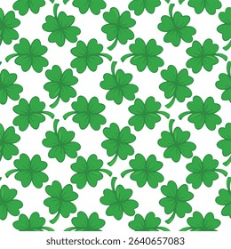 Seamless pattern with clover leaves. St. Patrick's Day background.