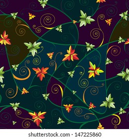 Seamless pattern with clover leaves for st.Patrick's Day. Dark background.