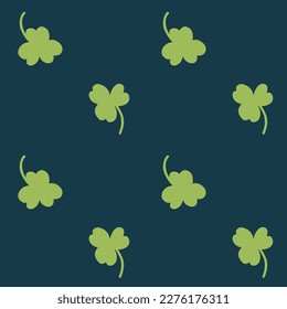 Seamless pattern of clover leaves. Symbol of national Irish traditions. Cartoon style illustration for printing on textiles and packaging. Three leaf clover icon. St.Patrick 's Day.