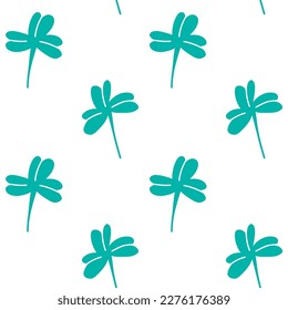 Seamless pattern of clover leaves. Symbol of national Irish traditions. Cartoon style illustration for printing on textiles and packaging. Three leaf clover. St.Patrick 's Day.