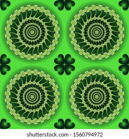 Seamless pattern with clover. A repeating background for St. Patrick's Day. Vector cover design with Floral Ornament. 
