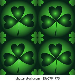 Seamless pattern with clover. A repeating background for St. Patrick's Day. Vector cover design with Floral Ornament. 