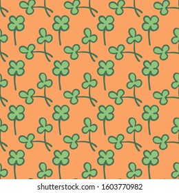Seamless pattern with clover. The symbol of good luck. Vector background.