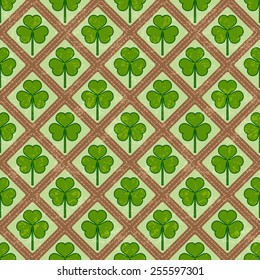 Seamless Pattern with Clovers. Holiday Illustration for St. Patrick's Day Design.