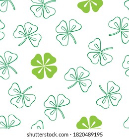 Seamless pattern with clovers. Vector hand drawn illustration.
Illustration for wrapping paper, post cards, prints for clothes, and emblems.