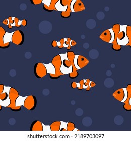Seamless pattern of clown fish for backdrop, gift wrapper, textile, or wallpaper