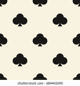 Seamless pattern with clubs. Vector background with card suit