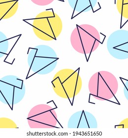 Seamless pattern coat hanger bright blue yellow pink colors creative abstract vector illustration background.