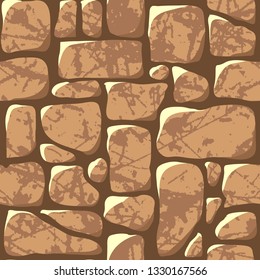 Seamless pattern. Cobblestone pavement or a stone wall. Vector illustration