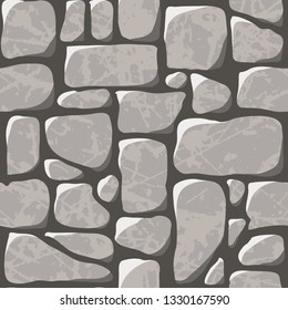 Seamless pattern. Cobblestone pavement or a stone wall. Vector illustration