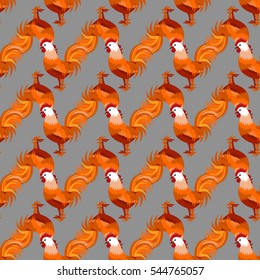 Seamless pattern with cock. Vector illustration